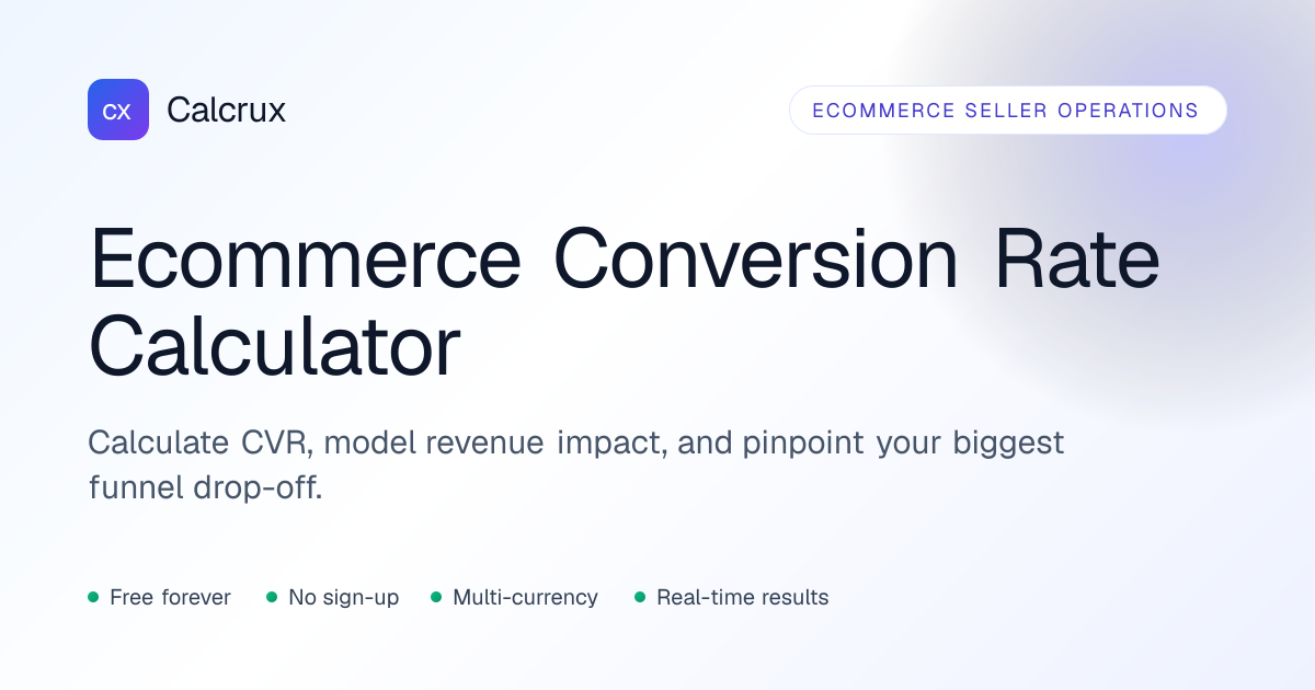 Ecommerce Conversion Rate Calculator — Free CVR | Calcrux