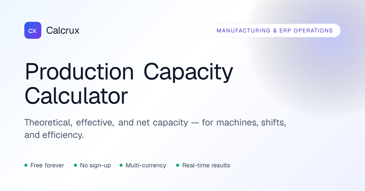 Production Capacity Calculator — Free Tool | Calcrux